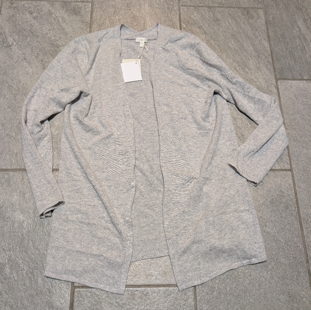 NWT Garnet Hill 100 Percent Cashmere Women's Gray Open-Front Sweater